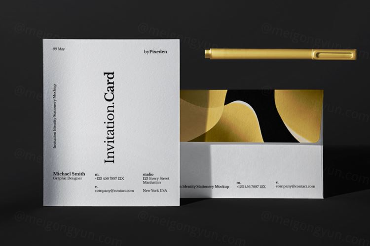 邀请函信封品牌设计提案场景展示样机模板 Identity S