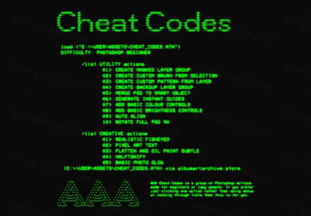 程序故障代码数据修复数据文字特效PSD模板 AAA - Cheat Codes