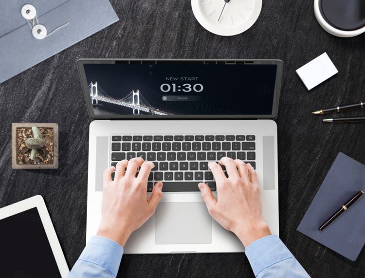 办公场景mac book苹果笔记本屏幕UI展示贴图样机