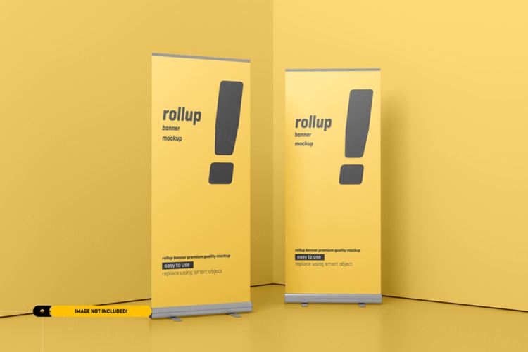 极简风易拉宝海报设计提案样机PSD模板 Rollup or x-banner mockup