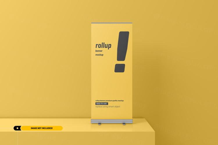 极简风易拉宝海报设计提案样机PSD模板 Rollup or x-banner mockup