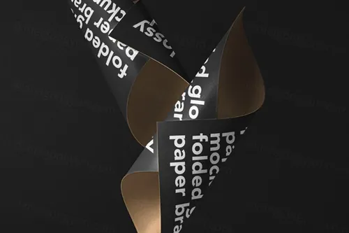 漂浮的折叠式光泽Psd纸样机  Folded Glossy Psd Paper Mockup