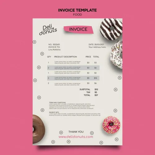 美味甜甜圈咖啡店快餐店菜单设计PSD模板素材 Delicious donuts menu template
