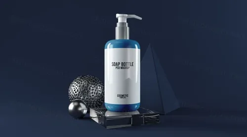 抽象创意3D化妆品智能样机贴图模板1