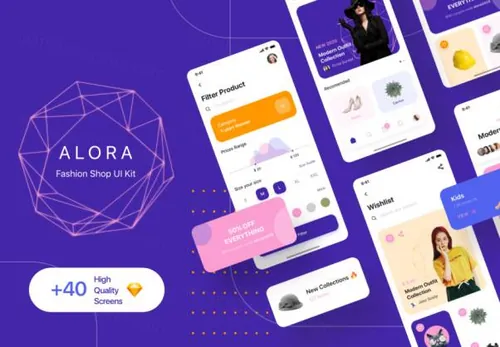 时尚服装电商平台移动APP应用界面UI素材 Alora Fashion