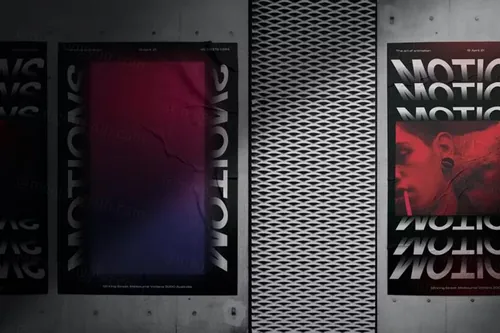 户外街头邹巴巴的墙体宣传印刷广告贴图展示样机PSD模板 Wa