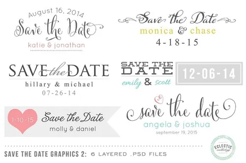 保存日期英文设计Save the Date Overlays Layered .psd