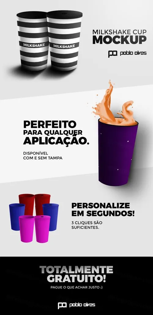 奶昔杯贴图样机展示模版 Milk Shake Cup Mockup