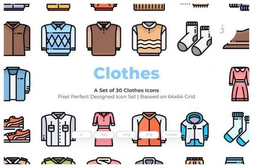 服装amp;amp;服装设计矢量图标 30 Clothes Icons