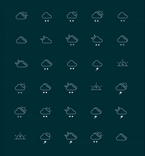 天气主题线性图标素材 Weather Line Icons