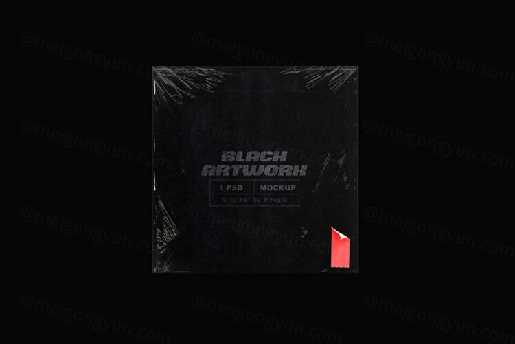 潮流街头音乐封面设计提案黑色CD包装纸袋展示样机模板 Black Artwork Mockup