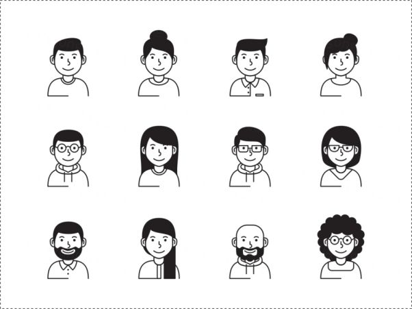 用户头像矢量线性图标 12 Avatar Vector Icon