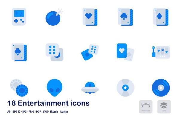 小游戏娱乐双色调矢量图标 Entertainment Accent D