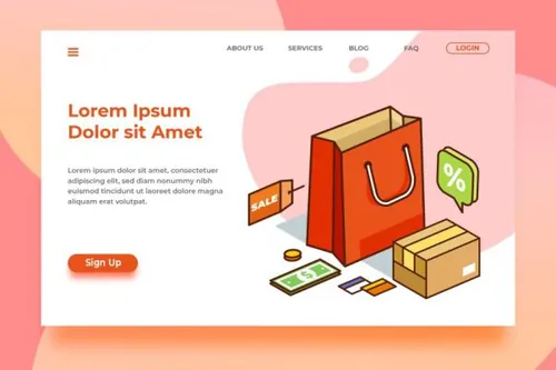 时尚高端简约2.5D等轴等距电子商务购物车海报shopphing ca