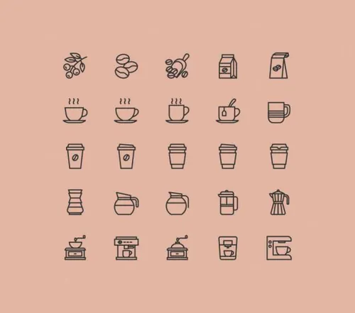咖啡主题矢量图标素材 25 Coffee Theme Icons