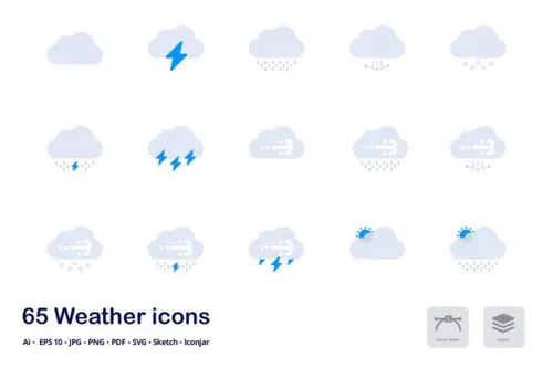 天气预报双色调扁平化矢量图标 Weather Forecast Acc