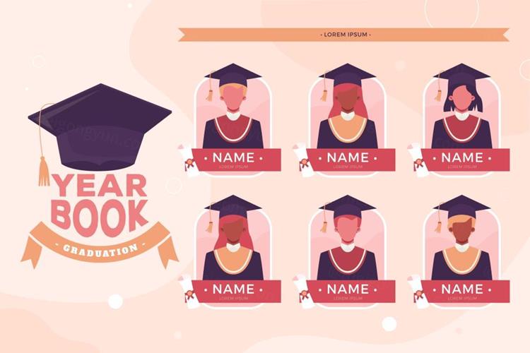 2022年毕业季照片墙年鉴名人榜毕业艺术典礼矢量模板素材
