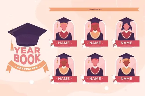 2022年毕业季照片墙年鉴名人榜毕业艺术典礼矢量模板素材