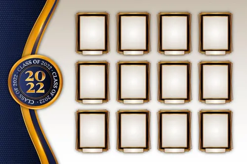 2022年黑金毕业季照片墙年鉴名人榜毕业艺术典礼矢量模板素材