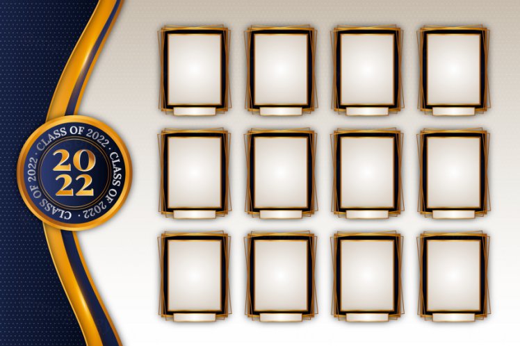 黑金毕业季照片墙年鉴名人榜毕业艺术典礼矢量模板素材