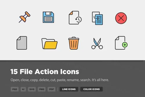 文件操作矢量图标素材 15 File Action Icons