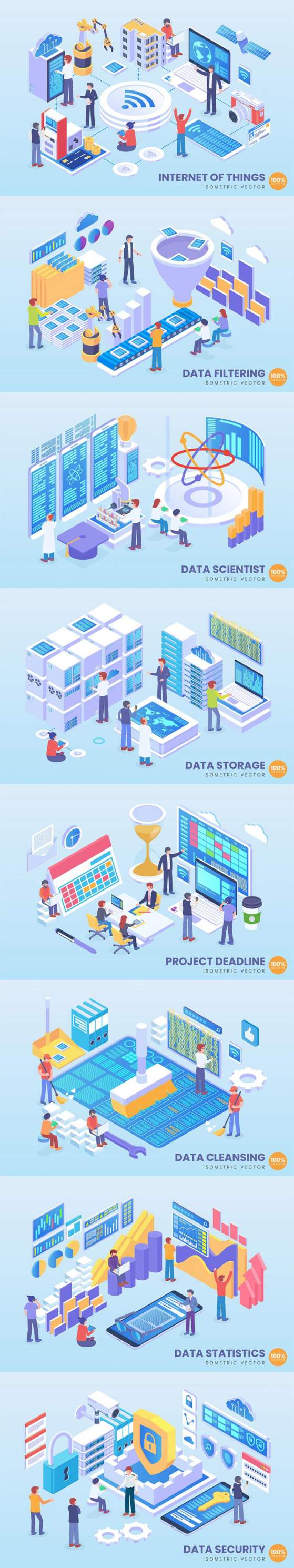 时尚简约3D立体2.5D等轴等距大数据Technology Isometric