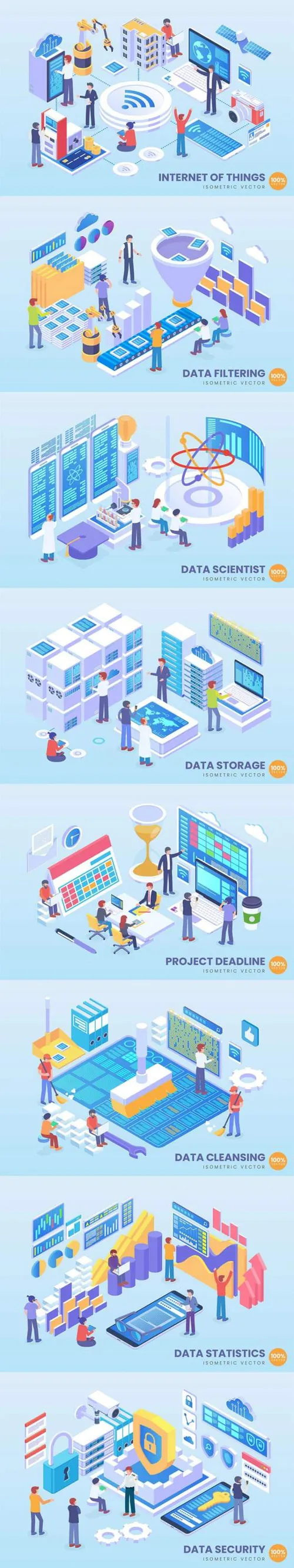 时尚简约3D立体2.5D等轴等距大数据Technology Isometric