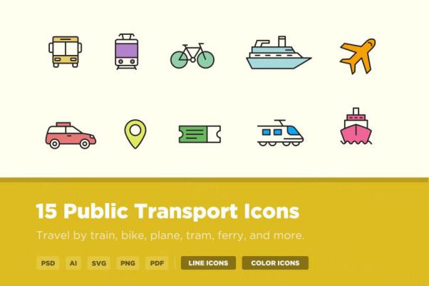 公共交通工具矢量图标 15 Public Transport Icon