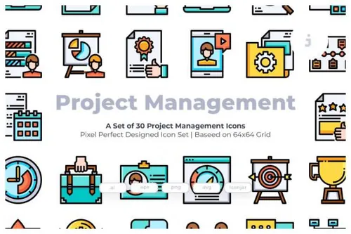 项目管理主题彩色矢量图标素材 30 Project Managemen