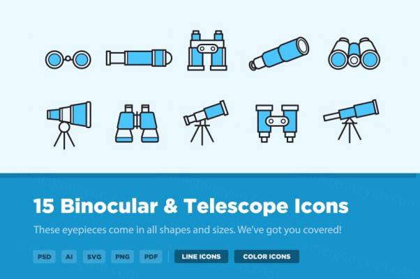 望远镜矢量图标 15 Binocular Telescope Icon