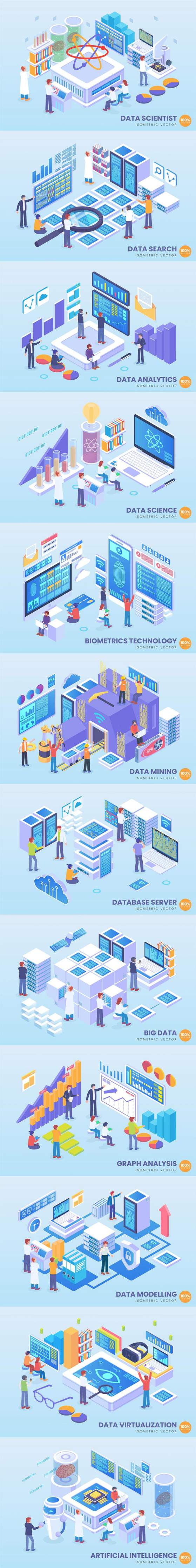 时尚高端简约流行风格的3D立体2.5D等轴AllIsometricJune1b