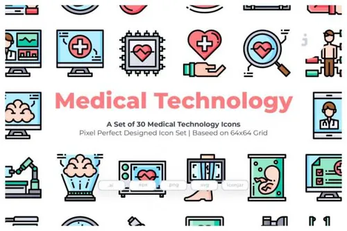 医疗技术彩色矢量图标素材 30 Medical Technology