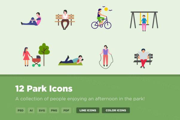 公园设施矢量图标 12 Park Icons