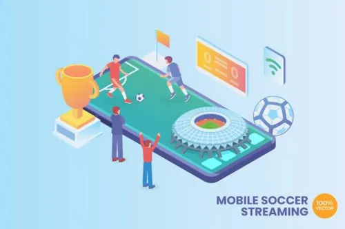 2.5D插画矢量立体时尚高端体育足球Isometric Soccer