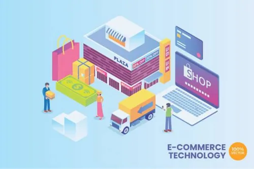 矢量立体时尚高端等轴等距购物金融技术Isometric Financial