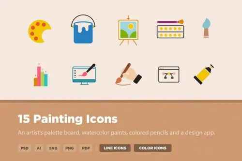 绘画主题矢量图标 15 Painting Icons