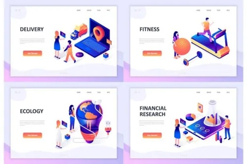 时尚高端3D立体2.5D等轴等距平面设计概念isometric fla