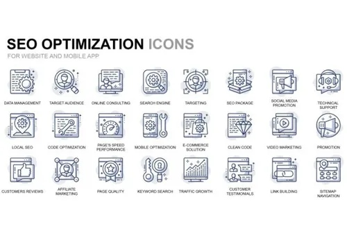 主题细线线性图标素材 Seo and Web Optimization