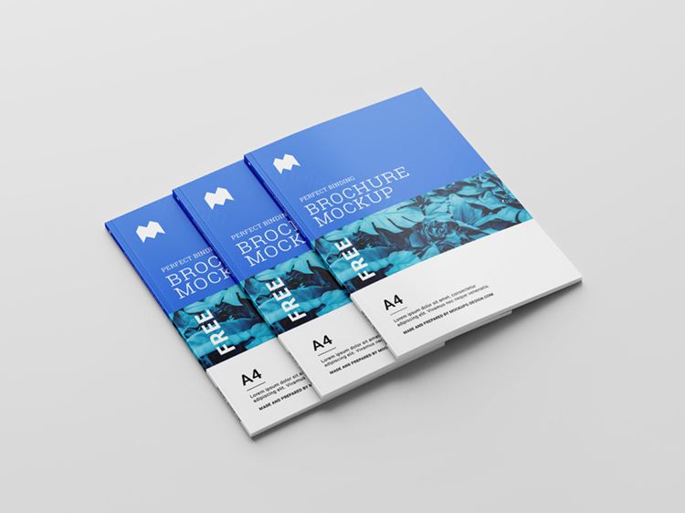 装订光面纸画册小册子设计展示样机PSD模板 Perfect binding brochure mockup