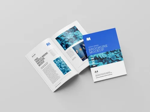 装订光面纸画册小册子设计展示样机PSD模板 Perfect binding brochure mockup