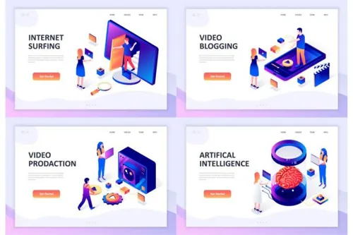 时尚高端3D立体2.5D等轴等距isometric flat desi