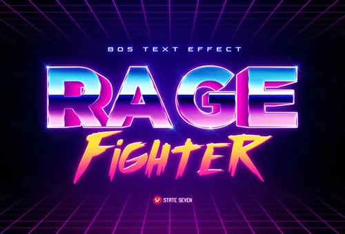 复刻80年代复古风3D立体字体样式PSD模板 80s Text Effects
