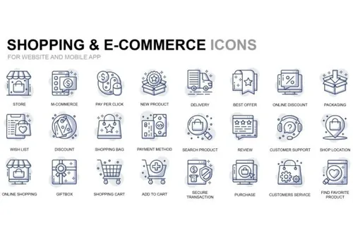 主题细线图标线性图标素材 Shopping and E-Commerc