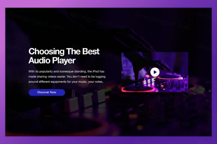 音频播放器banner海报着陆页设计模板audio-play