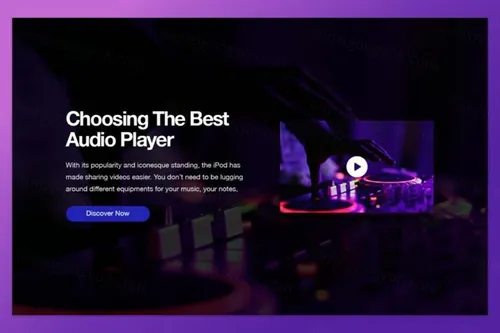 音频播放器banner海报着陆页设计模板audio-play