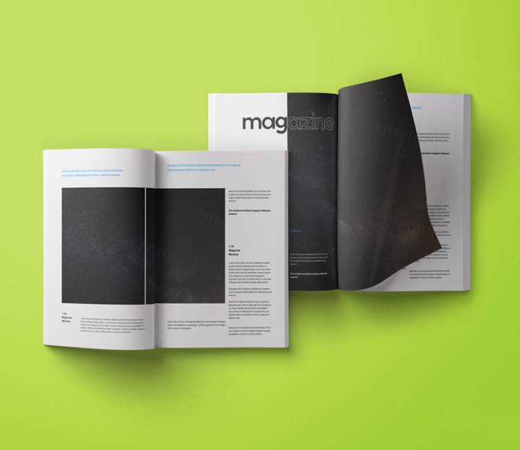 架空纸折叠式psd杂志样机 Folded Psd Magazine Mockup Vol2
