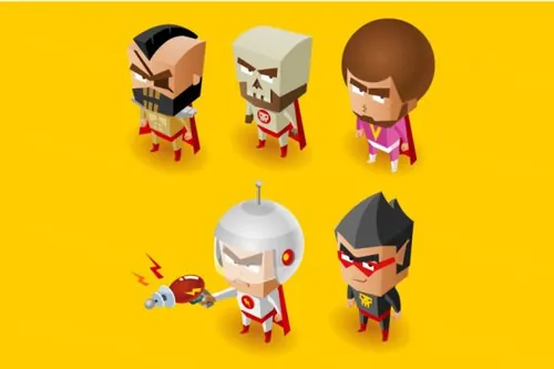 时尚可爱超级英雄超级恶棍与邪恶的心灵吉祥物super villain