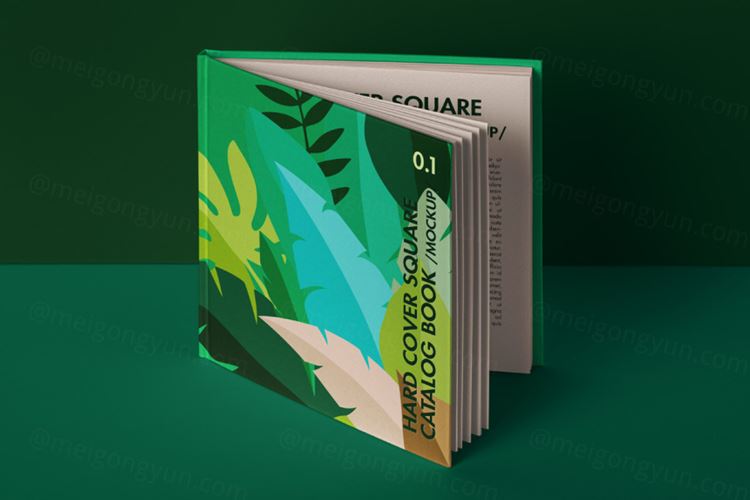 精装书籍封面设计贴图展示样机模板 Hardcover Squ