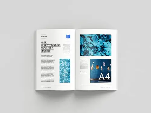 装订光面纸画册小册子设计展示样机PSD模板 Perfect binding brochur