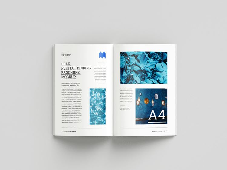 装订光面纸画册小册子设计展示样机PSD模板 Perfect binding brochure mockup